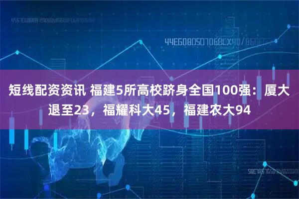 短线配资资讯 福建5所高校跻身全国100强：厦大退至23，福耀科大45，福建农大94
